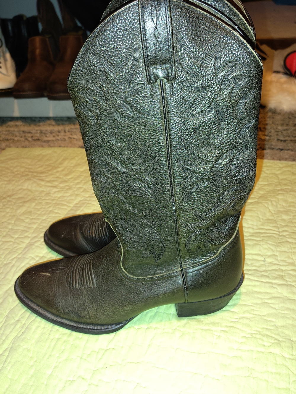 Ariat Black Leather Western Cowboy Boots with Embroidered Shaft